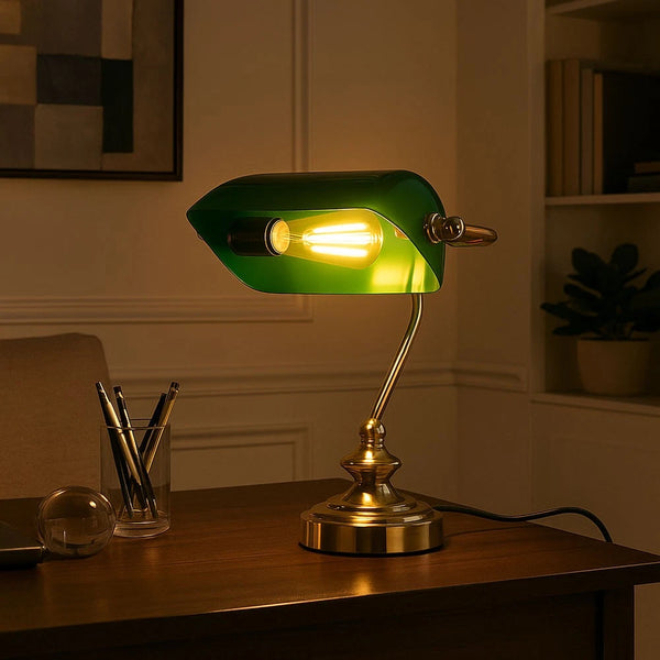 Clara Tischlampe Vintage E14 Grün Messing | Shiraki