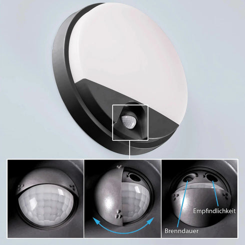 Agneta LED Außenleuchte 15W mit Bewegungsmelder Kunststoff | Shiraki