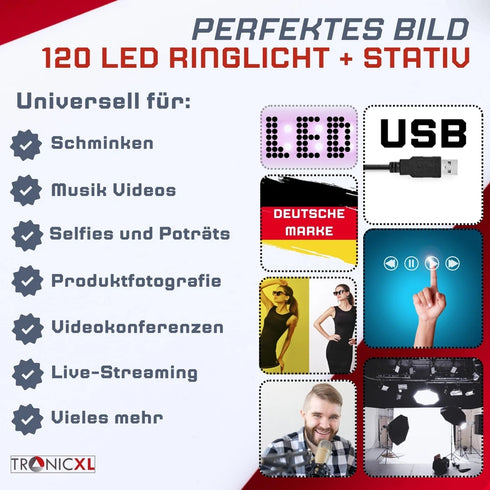 Ringlicht mit 210 cm Stativ & Smartphone-Halterung | CreatorLicht