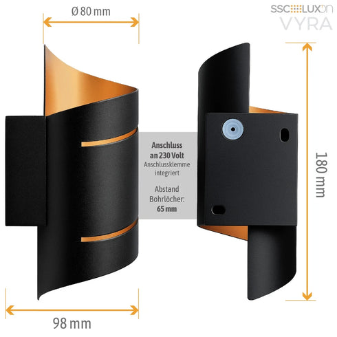 Sunniva LED-Wandleuchte 2er-Set auf und ab G9-Aluminium | Shiraki