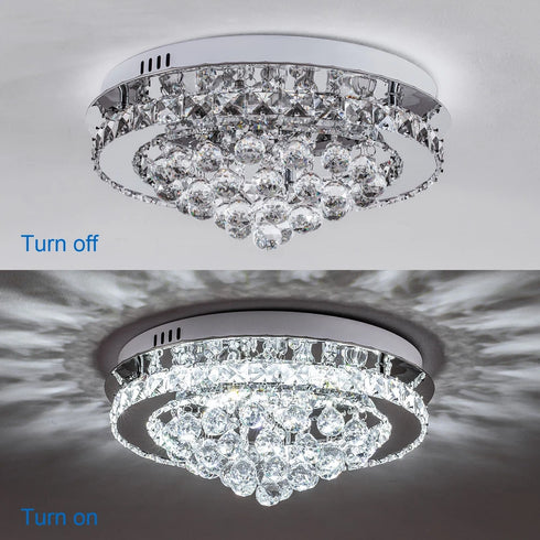Elsa LED Deckenleuchte rund 36 W Kristall silber | Shiraki