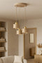 Klara Deckenleuchte Metall Ecru-Gold E27 3-flammig | Shiraki
