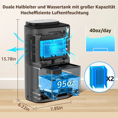 Luftentfeuchter Elektrisch 2800ml Raumentfeuchter