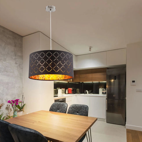 Karin LED Pendelleuchte E27 Schwarz Gold Hängelampe | Shiraki