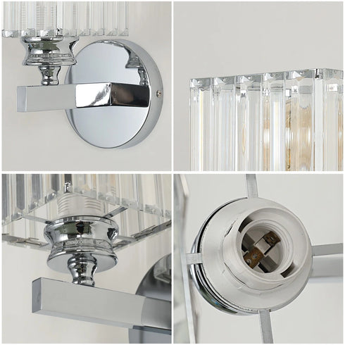 Isabella 2er Kristall Wandleuchten Silber E27 | Shiraki