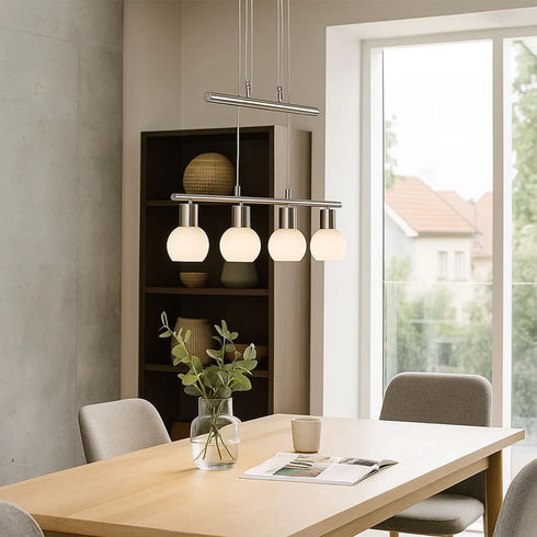 Signe LED Pendelleuchte Rauchglas Nickel Matt 4-flammig