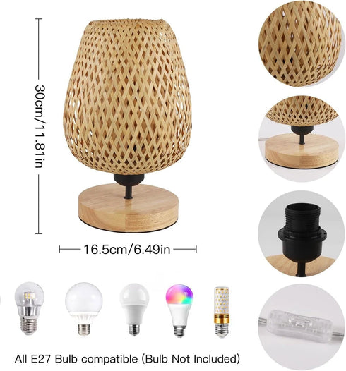 Lavinia 2-teilige Bambus-Tischlampe aus Natürlichem Holzstoff Nachtlicht | Shiraki
