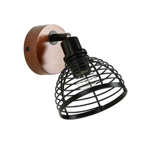 Greta Wandspot Retro Holz Metall E14 Wandleuchte | Shiraki