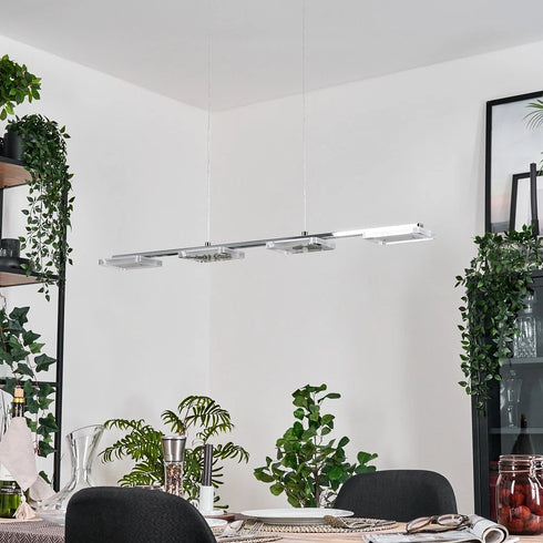 Rune LED Pendelleuchte Metall Silber Größe 78 cm Hängelampe
