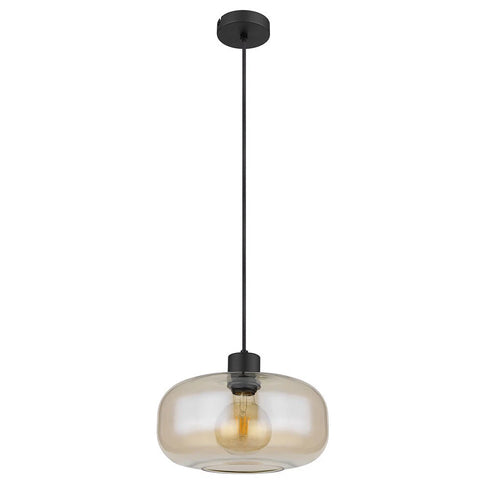 Oskar LED Pendelleuchte Rauchglas Amber E27 | Shiraki