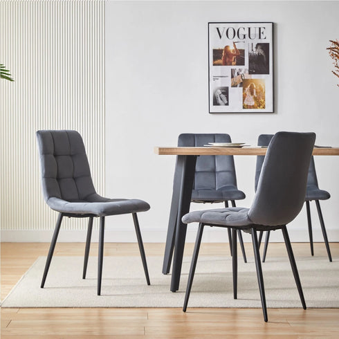 MILAN 4er Set Samt Esszimmerstuhl