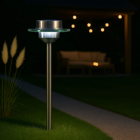 VelaLum Solar LED Gartenleuchte Edelstahl 50 cm | Shiraki
