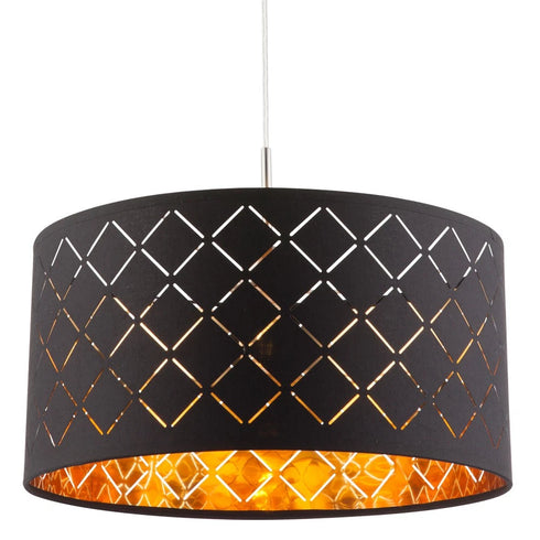 Karin LED Pendelleuchte E27 Schwarz Gold Hängelampe | Shiraki