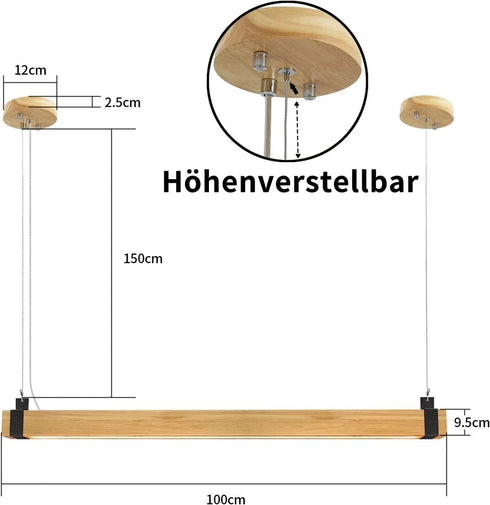 Kari LED Pendelleuchte Holz 100 cm