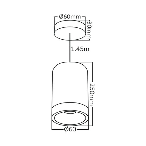 Torunn Moderne LED Pendelleuchte zylindrisch GU10 Aluminium Ø6cm