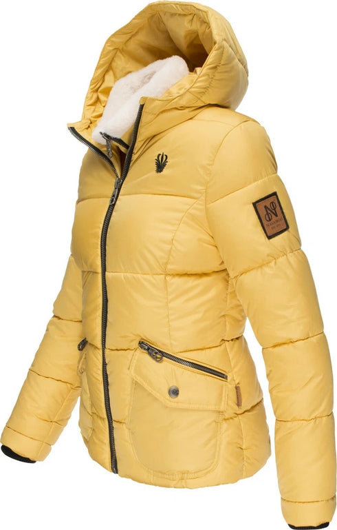 Aya Damen Winterjacke mit Teddyfell & abnehmbarem Kunstfellkragen