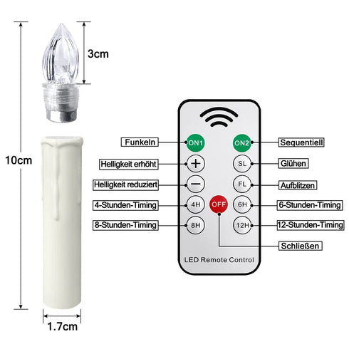 LED Weihnachtskerzen 20 Stk. – Kabellos mit Fernbedienung & Timer