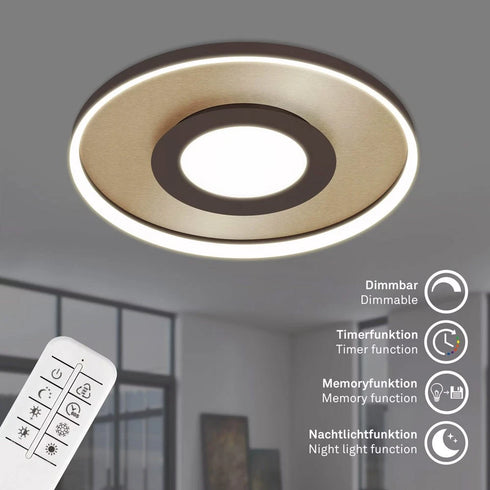 Nerina LED Deckenleuchte Rund Dimmbar Gold | Shiraki