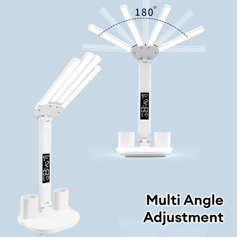 Astrid LED Schreibtischlampe Doppelkopf dimmbar USB | Shiraki
