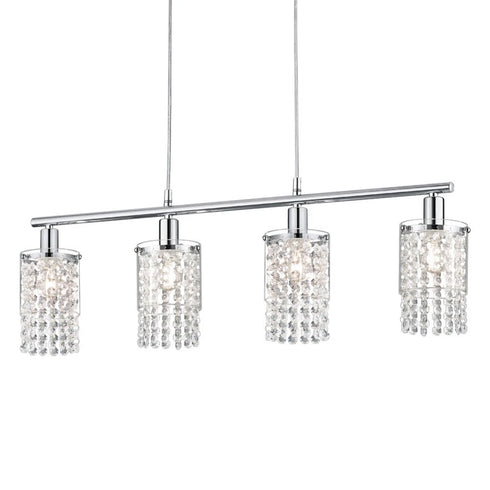 Lara LED Pendelleuchte 4-Flammen Kristall Chrom E14 Hängelampe | Shiraki