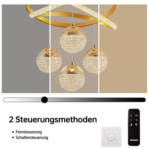 Alina LED Kristall-Kronleuchter dimmbar 80W Gold | Shiraki
