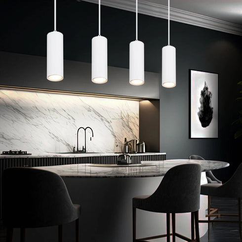 Sofia LED Pendelleuchte GU10 Weiß Metall - 4 Stück | Shiraki