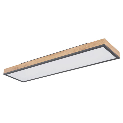 Maud LED Deckenleuchte Holzoptik 80 cm rechteckig weiß opal | Shiraki