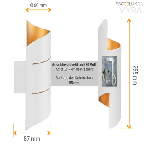 Toril LED-Wandlampen-Set mit 2 Auf- und Ab-G9-Aluminiumleuchten | Shiraki