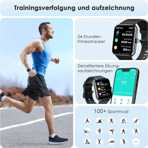 Activeon Unisex Smartwatch Sport Bluetooth Armband Blutdruck Fitness Tracker
