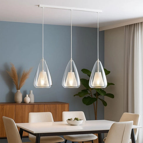Arvid LED Pendelleuchte rund Glas & Metall | Shiraki