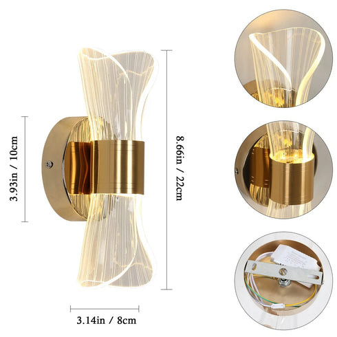 Anja LED Wandleuchte Dimmbar Metall Acryl Gold | Shiraki