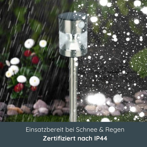 Inés Solar-Gartenlampe rund mit Bewegungsmelder Edelstahl | Shiraki