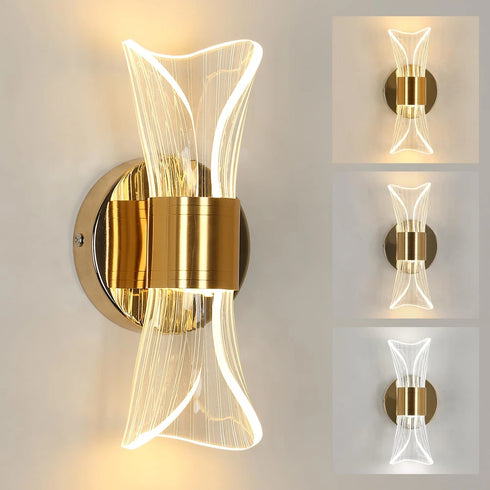 Anja LED Wandleuchte Dimmbar Metall Acryl Gold | Shiraki