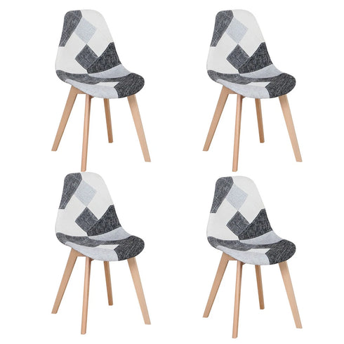 FREDRIK Esszimmerstuhl Set mit 4 Patchwork aus Holz