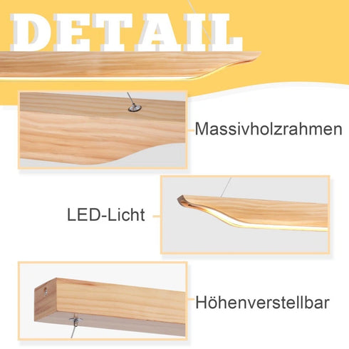 Rune LED Pendelleuchte Holz Dimmbar Hängelampe Höhenverstellbar