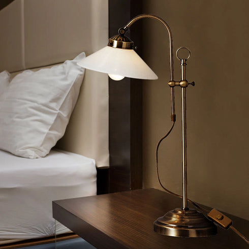 Amelia Tischlampe Antik E14 Glas Messing | Shiraki