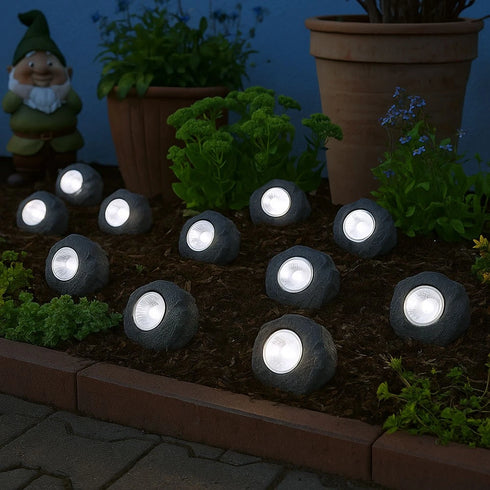 Luna 3er Set LED Solar Außenleuchten Stein | Shiraki
