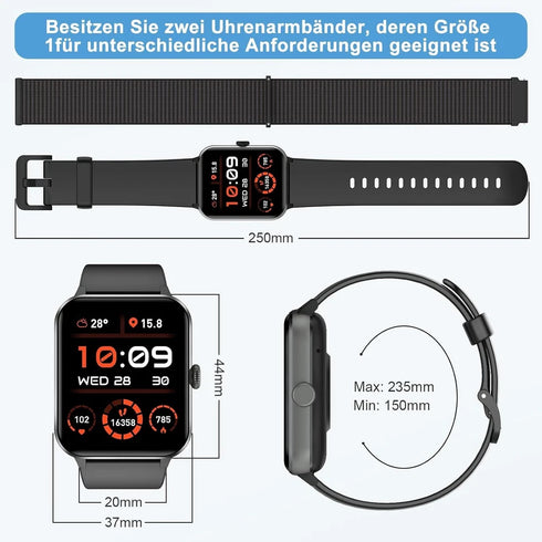 Activeon Unisex Smartwatch Sport Bluetooth Armband Blutdruck Fitness Tracker