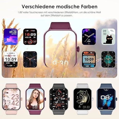 FitSphere Unisex Smartwatch mit Telefonfunktion Fitnessuhr Schrittzähler SpO₂