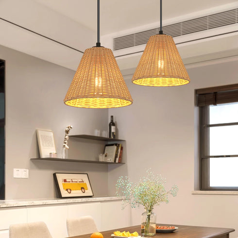 Liana Rattan Pendelleuchte Boho Deckenlampe E27 | Shiraki