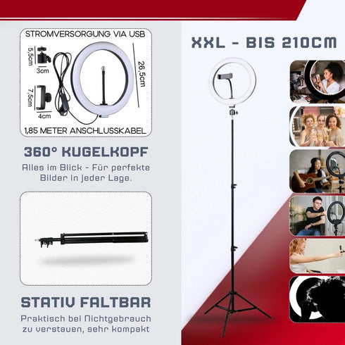 Ringlicht mit 210 cm Stativ & Smartphone-Halterung | CreatorLicht
