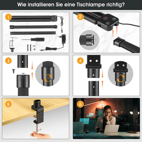 Doppelkopf LED Schreibtisch Tischlampe Dimmbar Leselampe