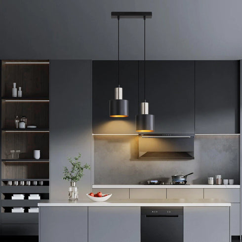 Svend LED Pendelleuchte Schwarz Metall 5-flammig Hängelampe
