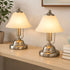 Sigrid Tischlampe E14 Alabasterglas Nickel | Shiraki