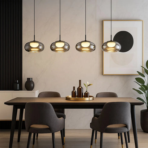 Bris LED-Pendelleuchte Rauchglas-Küchenlampe 4 Flammen