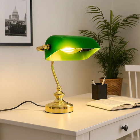 Clara Tischlampe Vintage E14 Grün Messing | Shiraki