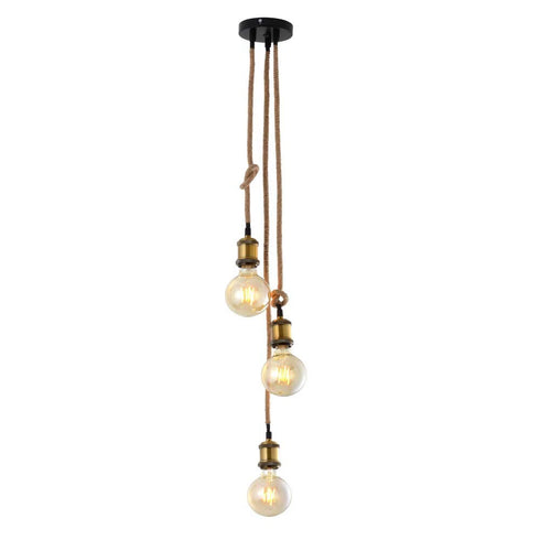 Odin Pendelleuchte Textil Alt-Messing 3-flammig Hängeleuchte