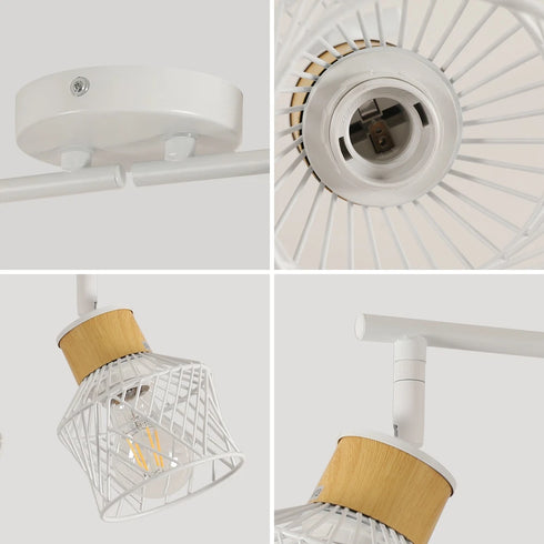 Elena Retro Deckenlampe 4-flammig Gitterdesign Weiß | Shiraki