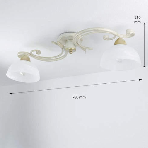 Hedda Deckenlampe 2-flammig Weiß E27 | Shiraki