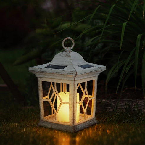 Helena Solar LED Laterne mit Flackerlicht weiß 31cm | Shiraki